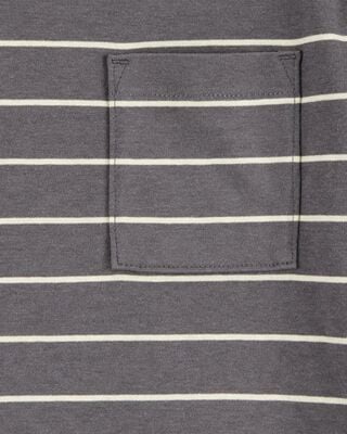 Product image 2 of Kid Striped Short-Sleeve Pocket Tee - Grey