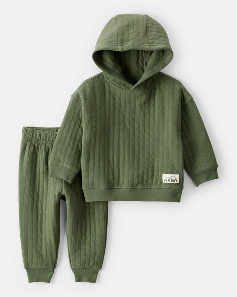 baby boy 2-piece hooded tee & pant set - olive
