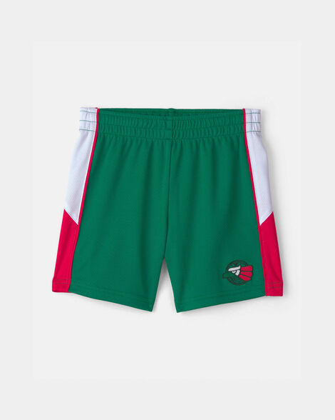 toddler umbro mexico mesh soccer shorts - green/white/red