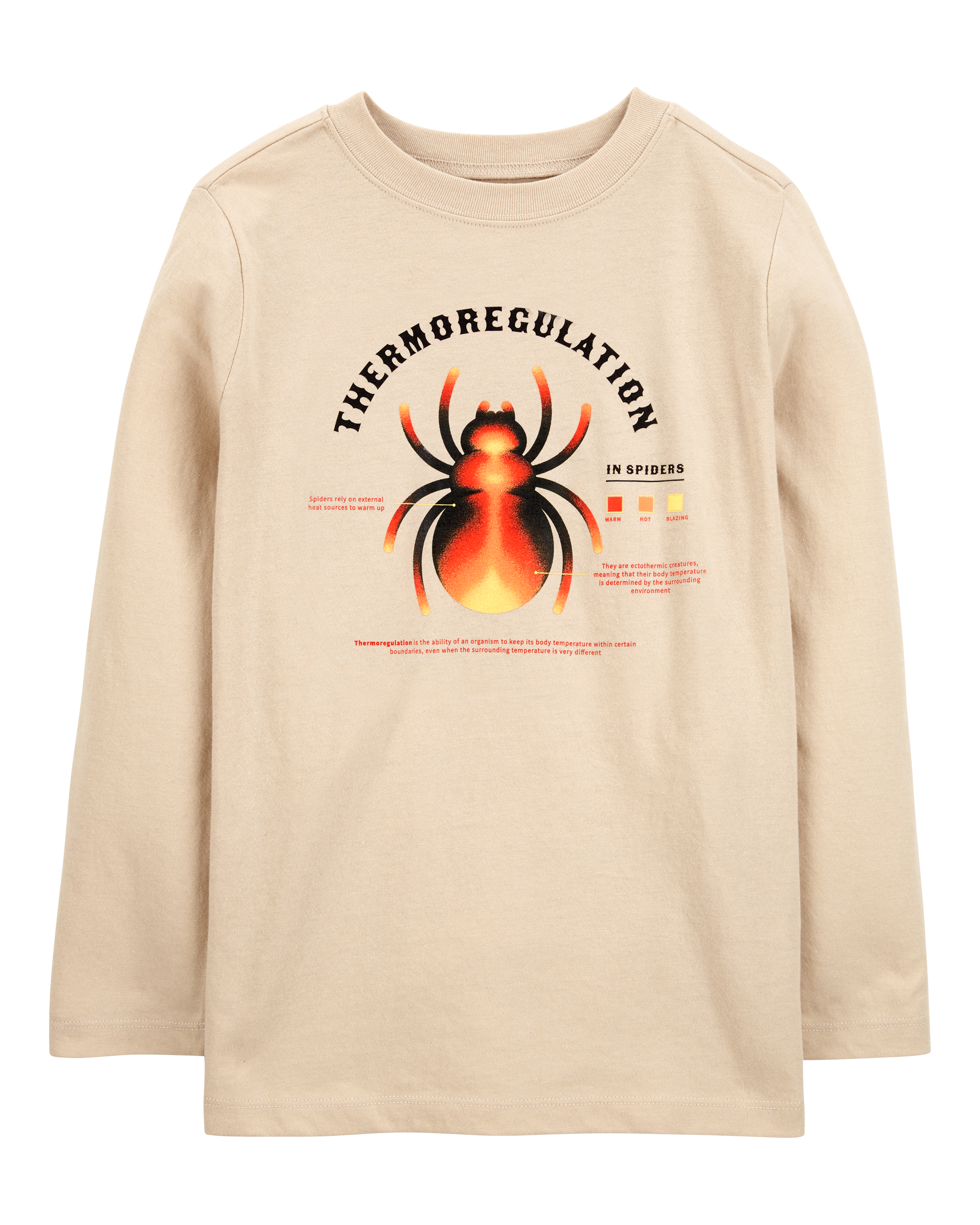 Boys Spider Cotton Blend Long-Sleeve Tee - Khaki
