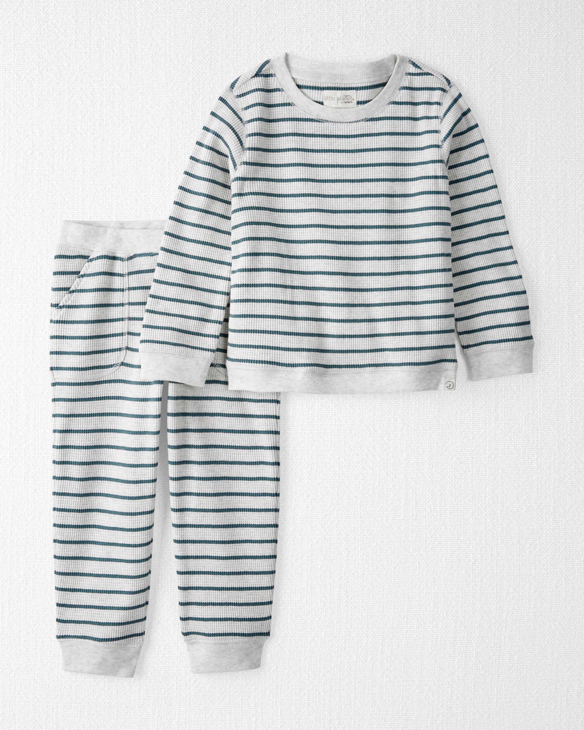Toddler Waffle Knit Set Made with Organic Cotton in Stripes