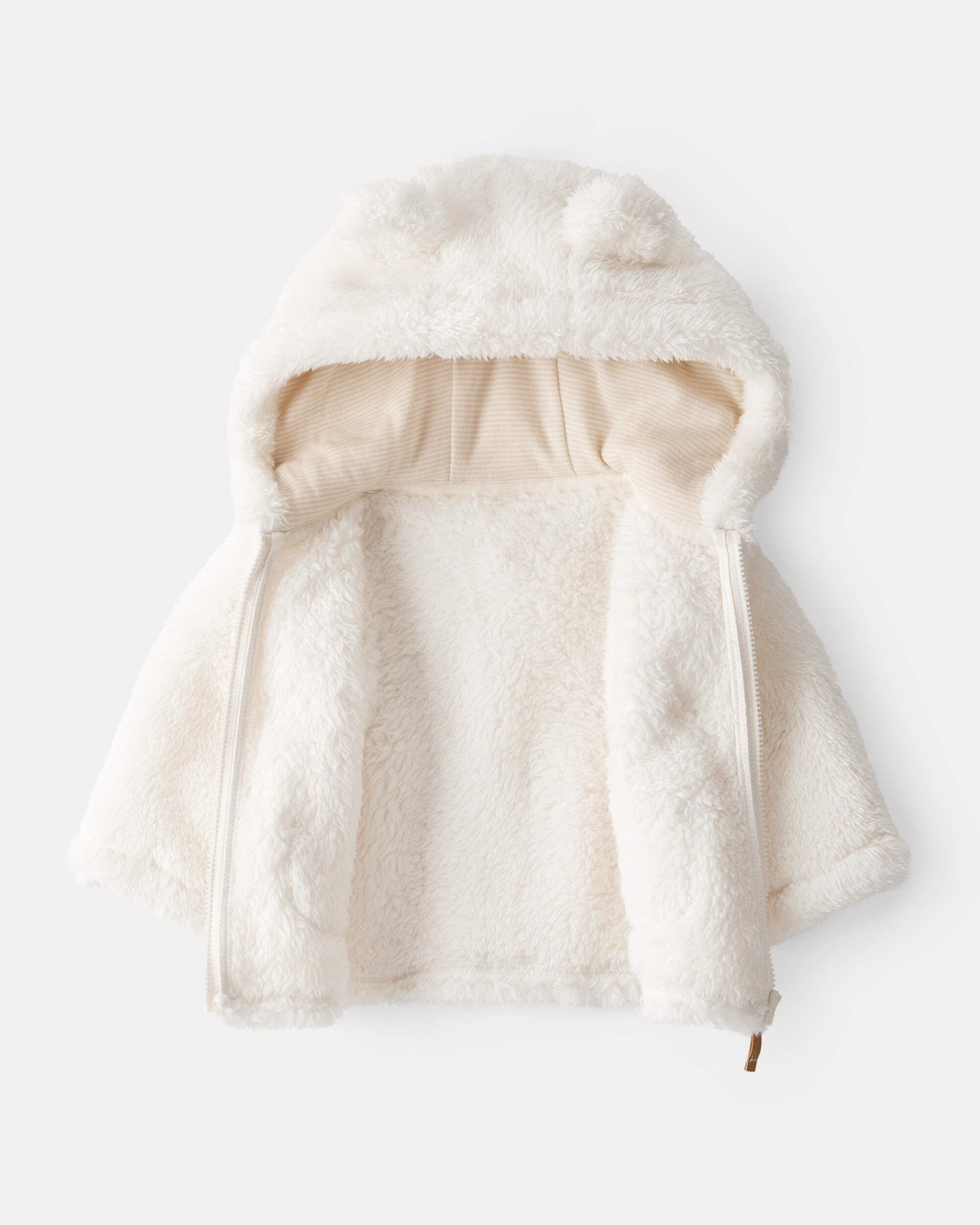 Baby Sherpa Hooded Long-Sleeve Sweater - White