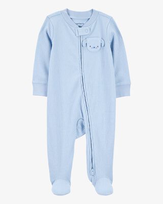 Product image 1 of Baby Dog Pocket 2-Way Zip Ribbed Sleep & Play Pajamas - Blue