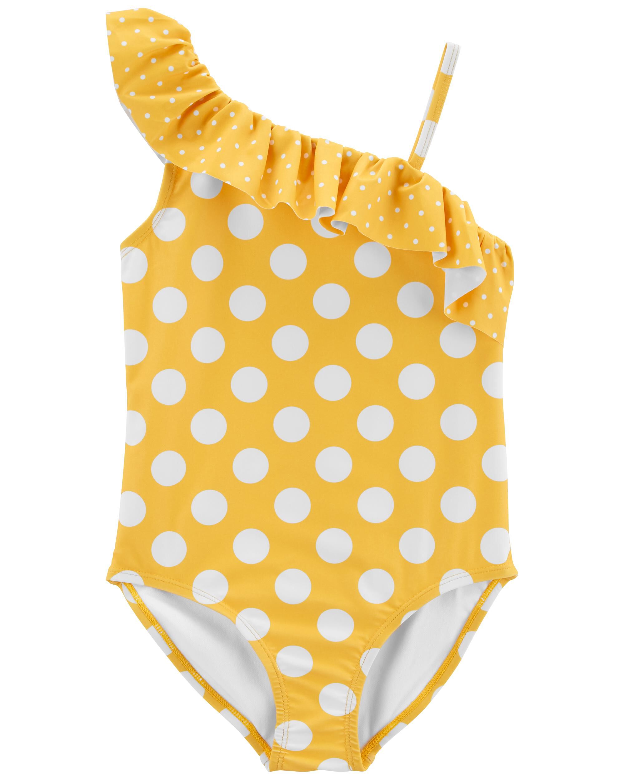 yellow ruffle swimsuit