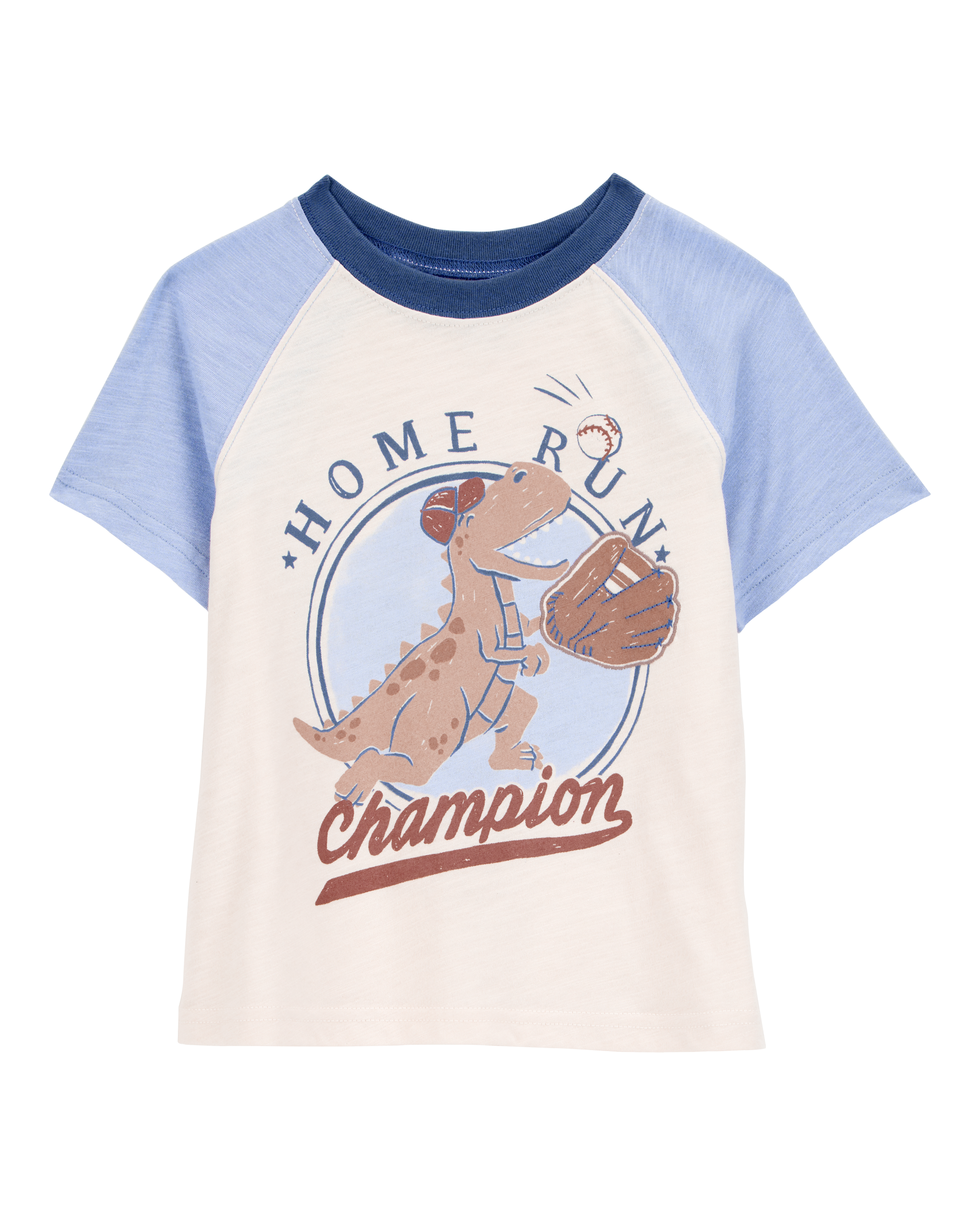 Baby Boy Dinosaur Baseball Short-Sleeve Tee - Cream