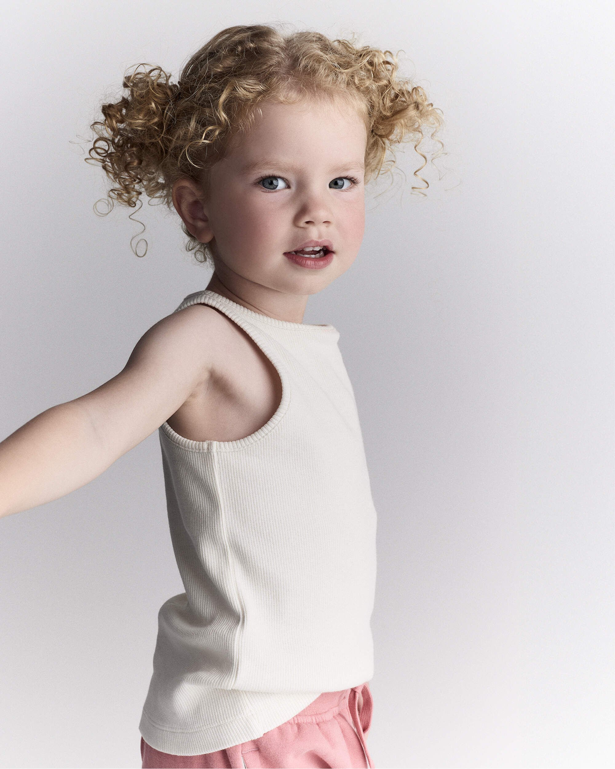 Toddler Girl Ribbed Tank Top - Cream