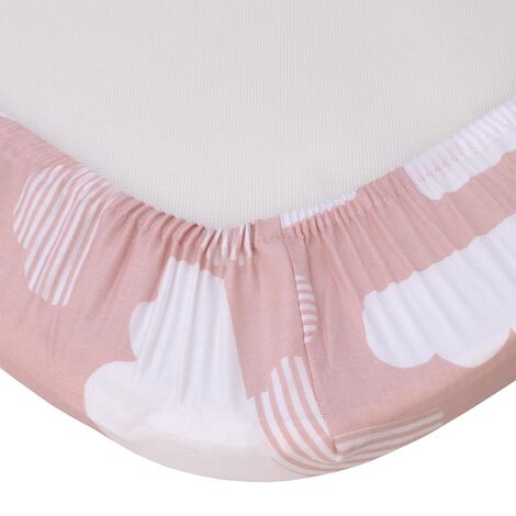  Product image 3 of Skip Hop Cozy-Up 2-in-1 Bedside Sleeper 100% Cotton Fitted Bassinet Sheet - Pink & White Clouds