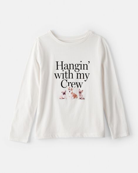 Girls Crew Long-Sleeve Graphic Tee - White