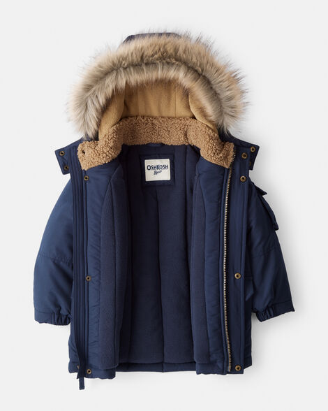Boys Hooded Heavyweight Winter Jacket - Navy