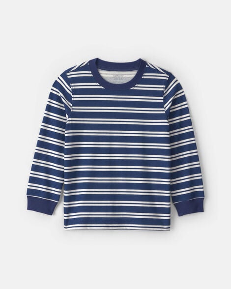 toddler boy striped long-sleeve tee - navy blue/white