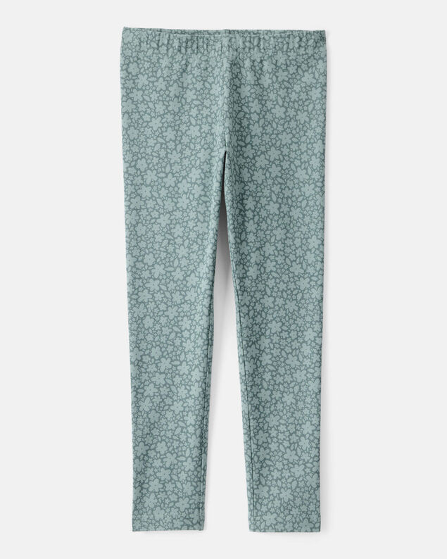 Product image 1 of Girls Floral Cotton Pull-On Stretch Leggings - Green