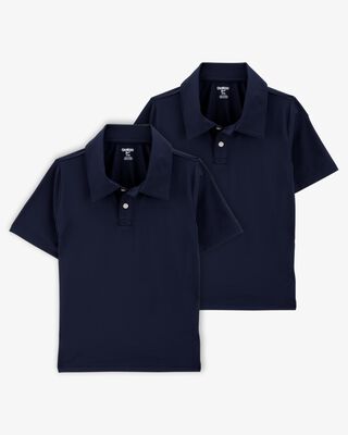 Product image 1 of Kid 2-Pack Active Uniform Polo Shirts in Moisture Wicking BeCool™ Fabric - Navy