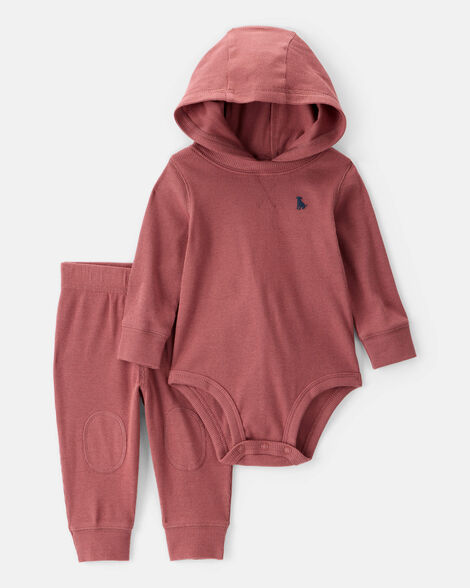  Product image 1 of Baby 2-Piece Hooded Dog Long-Sleeve Bodysuit Pant Set - Red