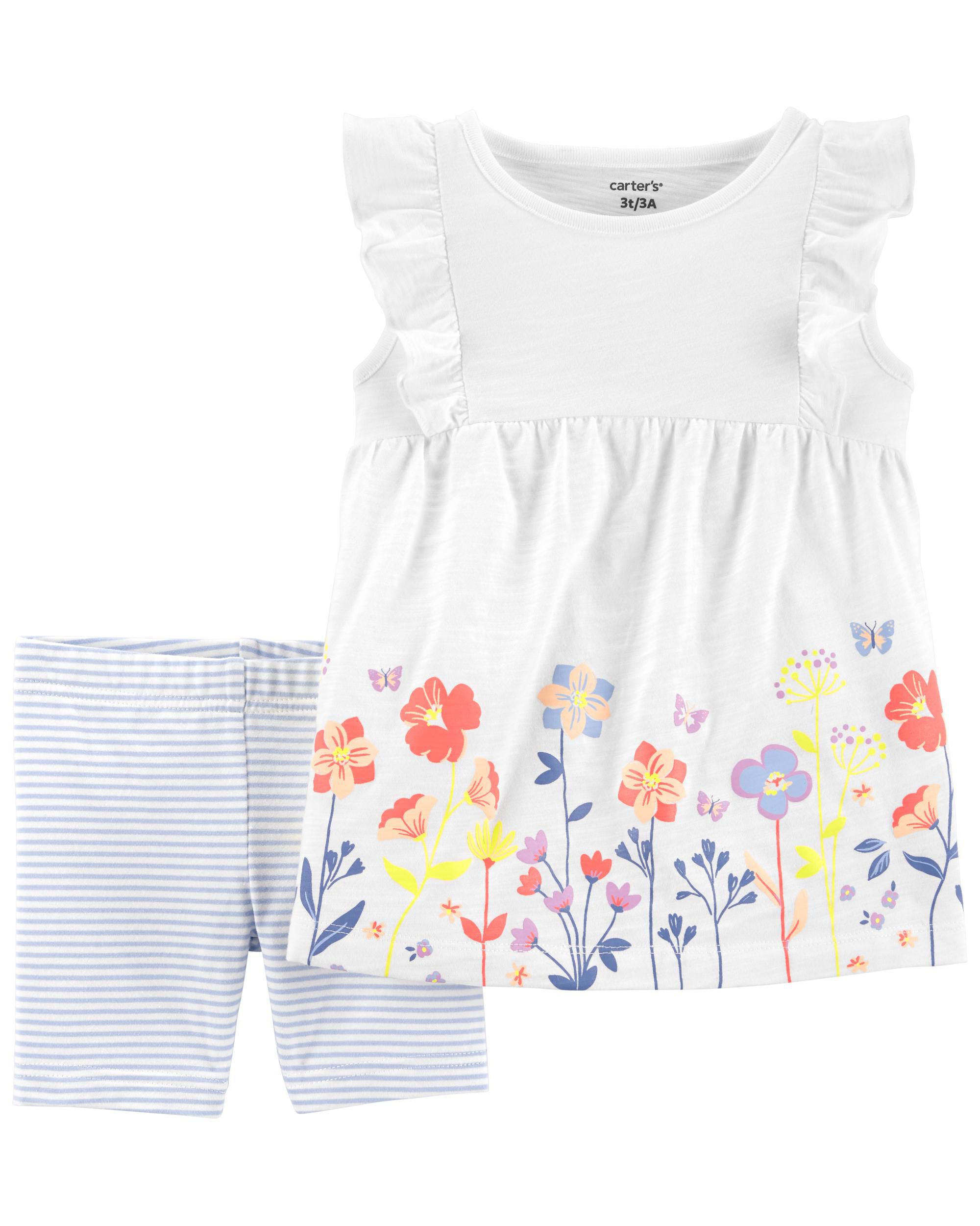 *DOORBUSTER* 2-Piece Floral Slub Jersey Tee & Bike Short Set