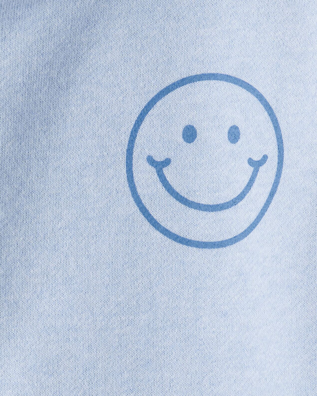 Product image 2 of Girls Smiley Face Print Quarter-Zip Pullover Sweatshirt - Blue