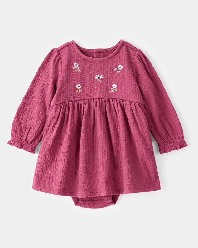 Product image 1 of Baby Embroidered Floral Bodysuit Dress - Pink