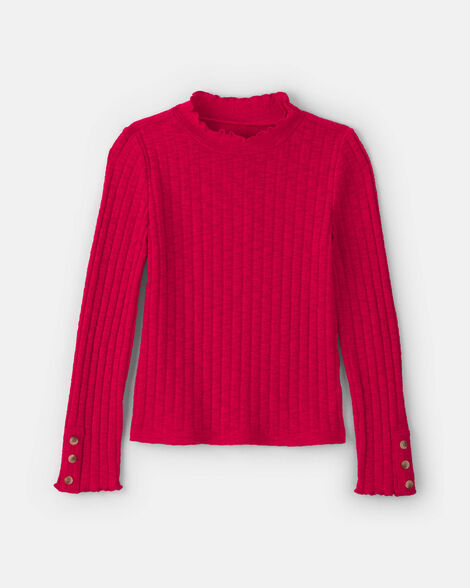 Girls Long-Sleeve Mock Neck Top - Red