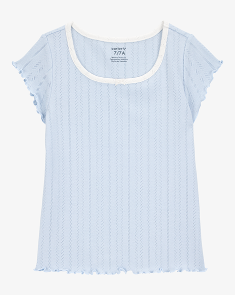 kid pointelle baby tee - blue
