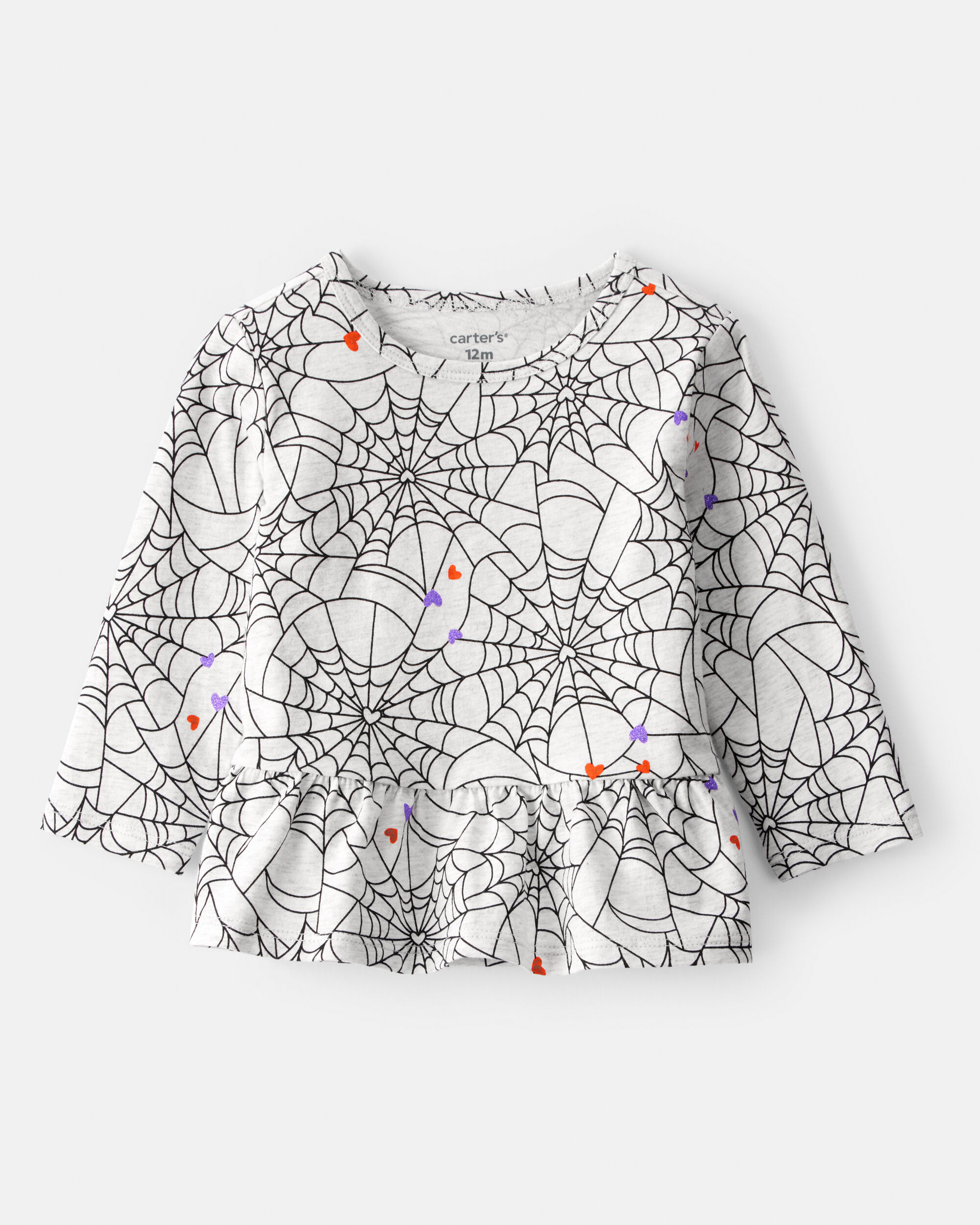 Baby Halloween Spiderwebs Long-Sleeve Tee - White/Black