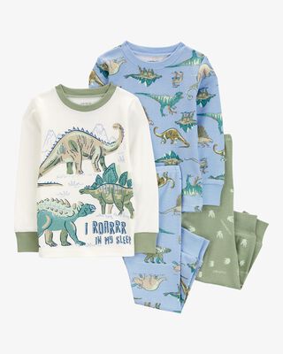 Product image 1 of Toddler 4-Piece Dinosaur 100% Snug Fit Cotton Pajamas
