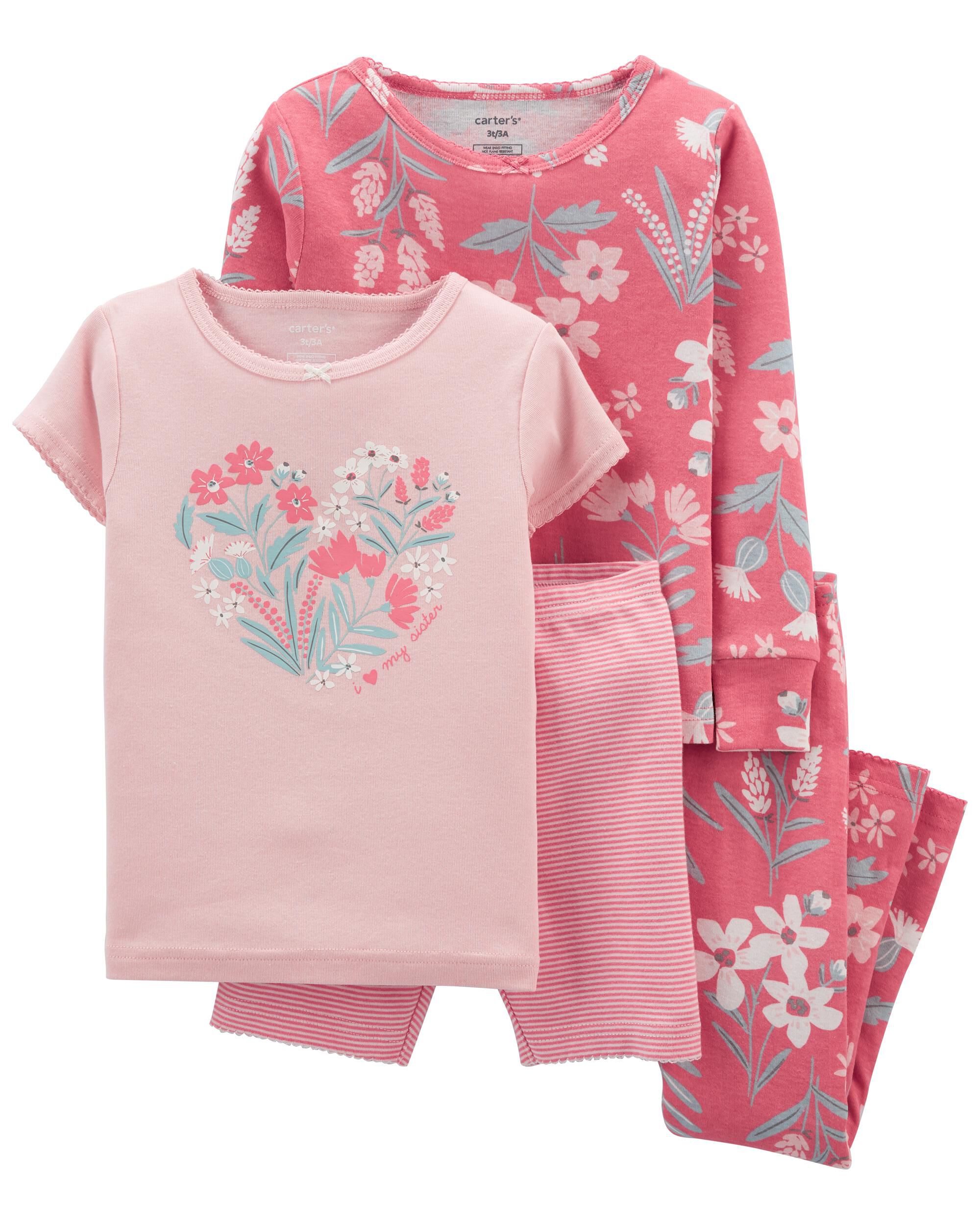 4-Piece Floral 100% Snug Fit Cotton PJs