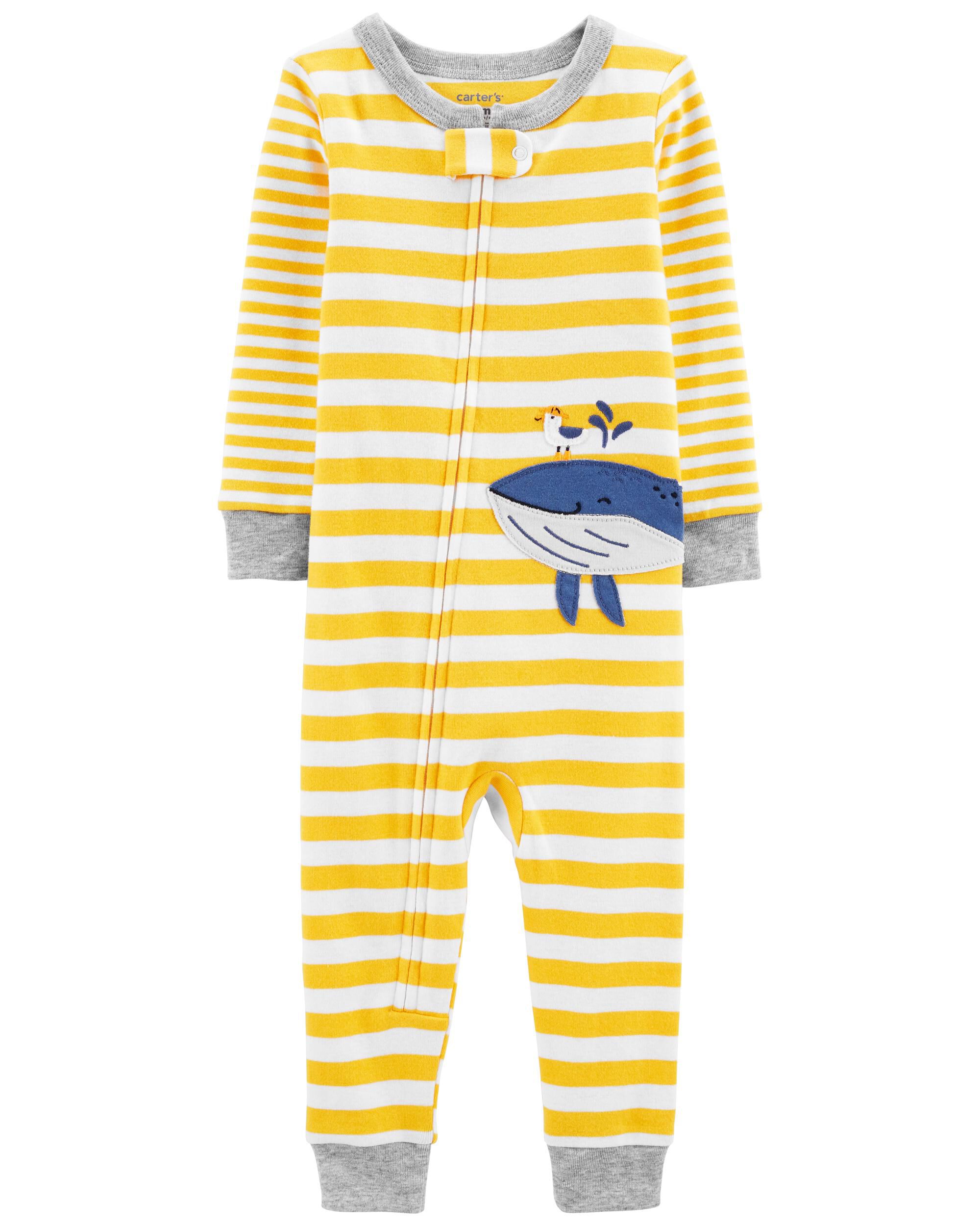 New Carter's 1-Piece Bear Pajama PJs Footie Sleeper Baby Boy Navy Stripe 6M 9M 