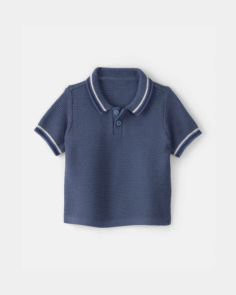 Baby Boy Sweater Polo Shirt - Navy