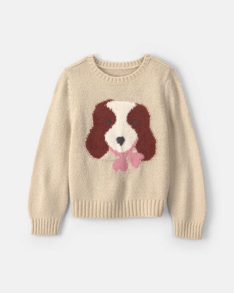 toddler girl dog sweater - cream