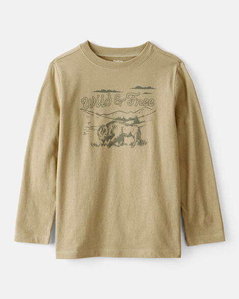 Product image 1 of Boys Wild And Free Long-Sleeve Graphic Tee - Brown