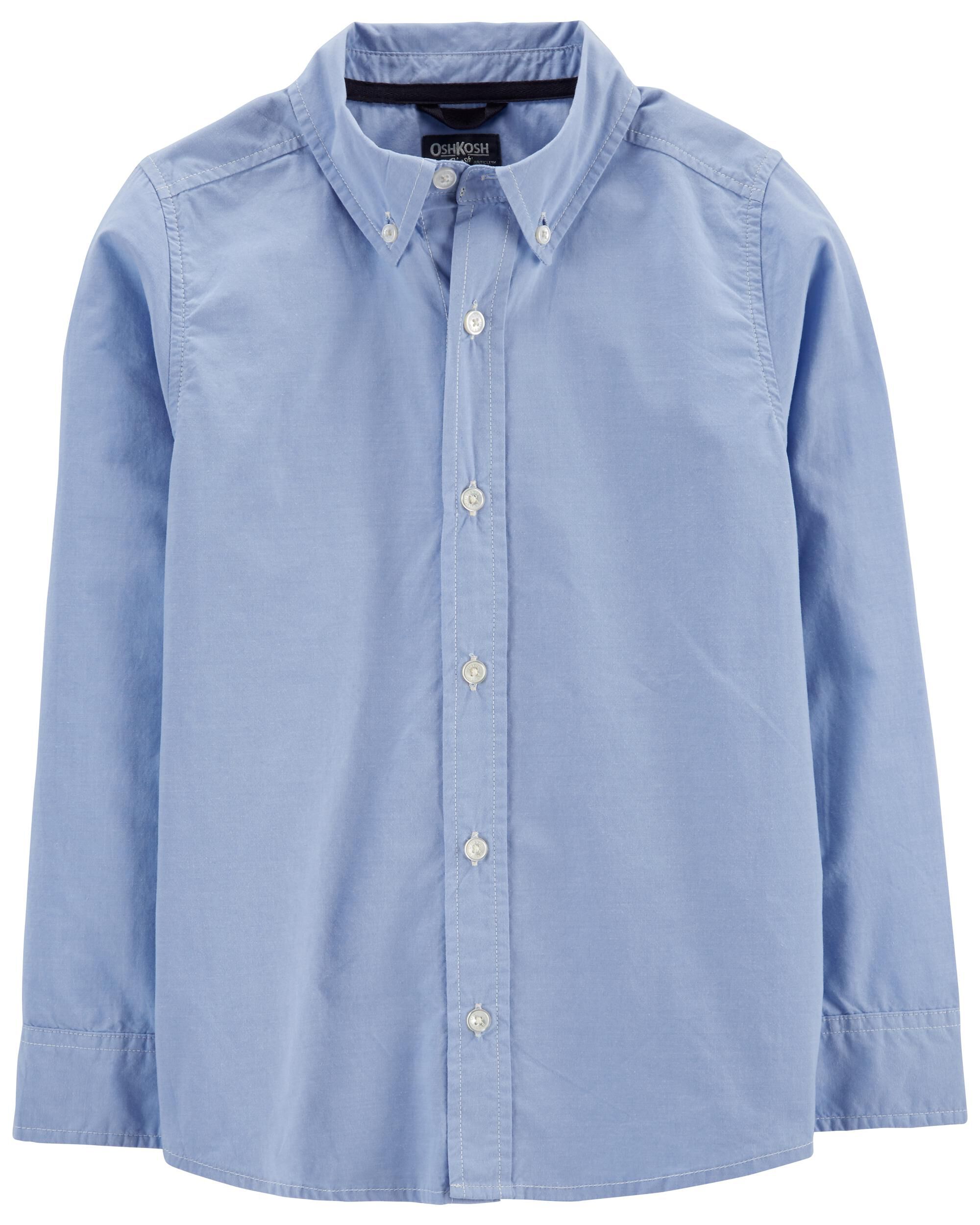Boys Long Sleeve Button-Front Uniform Shirt