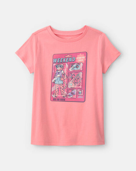 girls 'weekend starter pack' graphic tee - pink