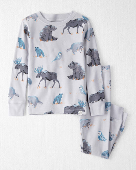 Toddler Organic Cotton Pajamas in Midnight Forest Print