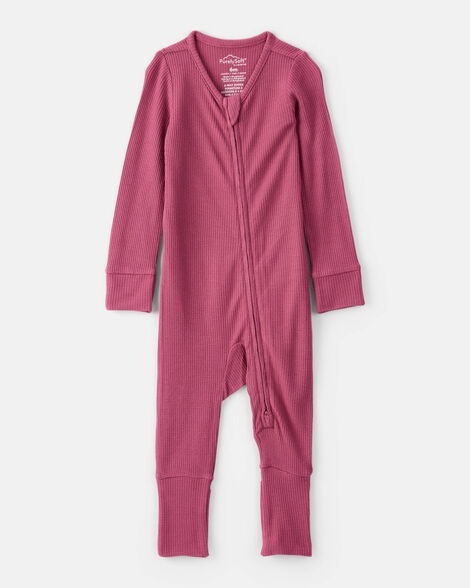 baby girl purelysoft long-sleeve sleep & play pajamas - burgundy