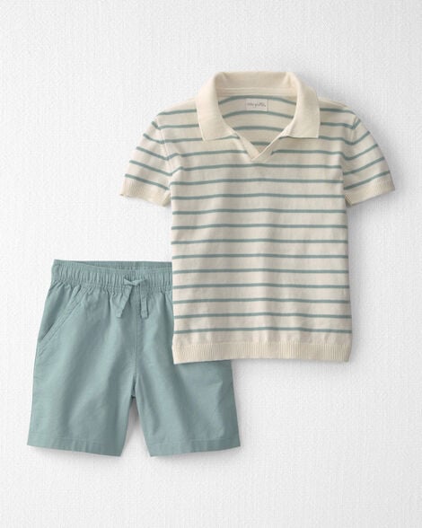 Boys 2-Piece Knit Top & Short Set Made with Organic Cotton in Stripes