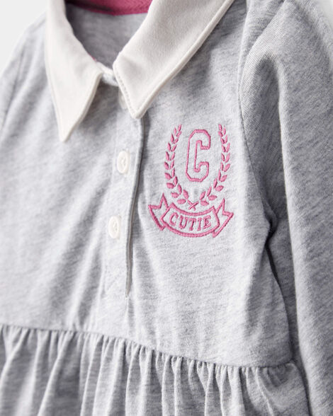 Product image 3 of Baby Varsity Polo Bodysuit Dress - Grey
