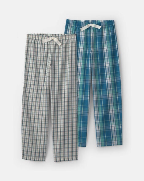 boys 2-piece plaid pajama bottoms - blue/grey
