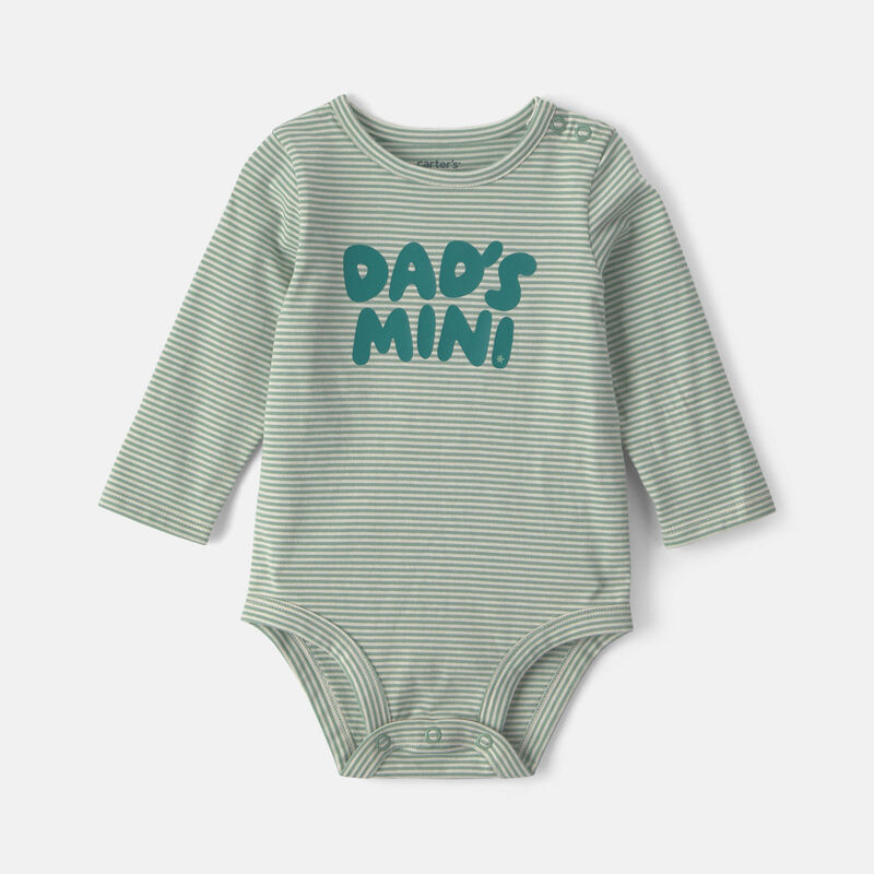 Baby Boy 'Dad's Mini' Long-Sleeve Graphic Bodysuit - Green