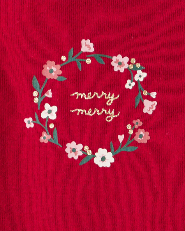 Product image 2 of Baby Girl 3-Piece Floral Merry Cotton Bodysuits & Pant Set - White/Red