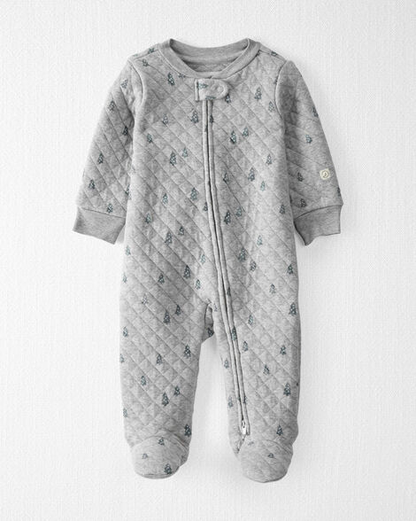 Baby Organic Cotton Quilted Holiday Tree Print Sleep & Play Pajamas