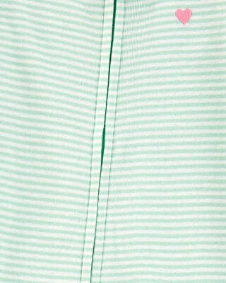 Product image 2 of Baby Striped Snug Fit Cotton Footie 1-Piece Pajamas - Green