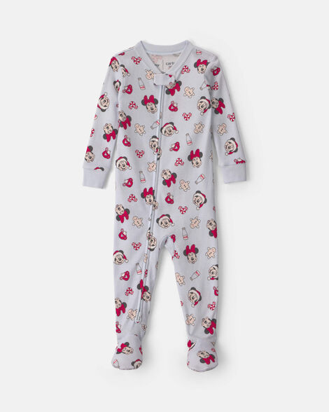 baby 1-piece disney© mickey mouse christmas 100% cotton snug fit footed pajama - blue