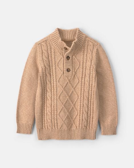 toddler cable knit sweater - tan
