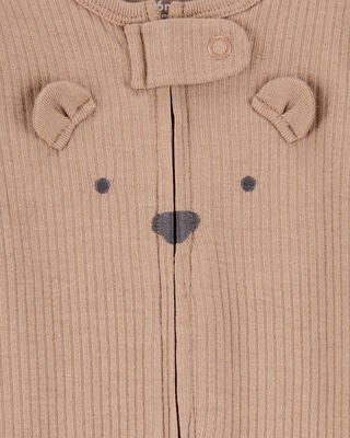Product image 2 of Baby Bear 2-Way Zip Ribbed Sleep & Play Pajamas - Brown