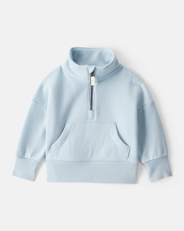 Product image 1 of Baby Girl Long-Sleeve Quarter-Zip Pullover Sweatshirt - Blue