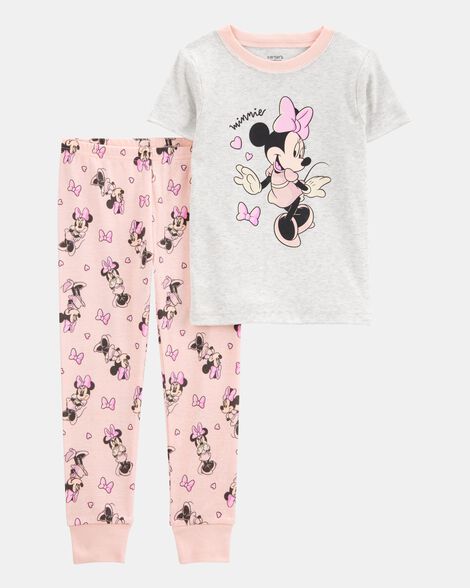 toddler girl minnie mouse snug fit cotton 2-piece pajamas