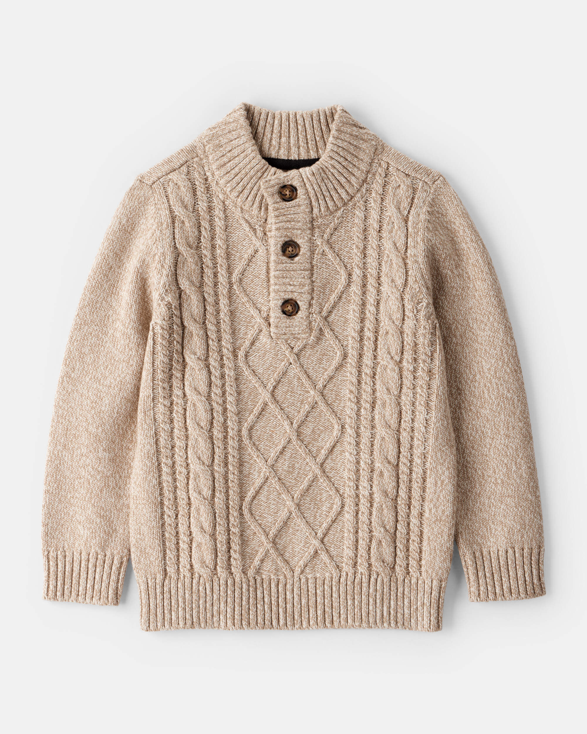 【BAON】[unisex] Nutch Henry Neck Cable Over Knit Organic Mock Neck Cable Sweater with Buttons – Hope & Henry