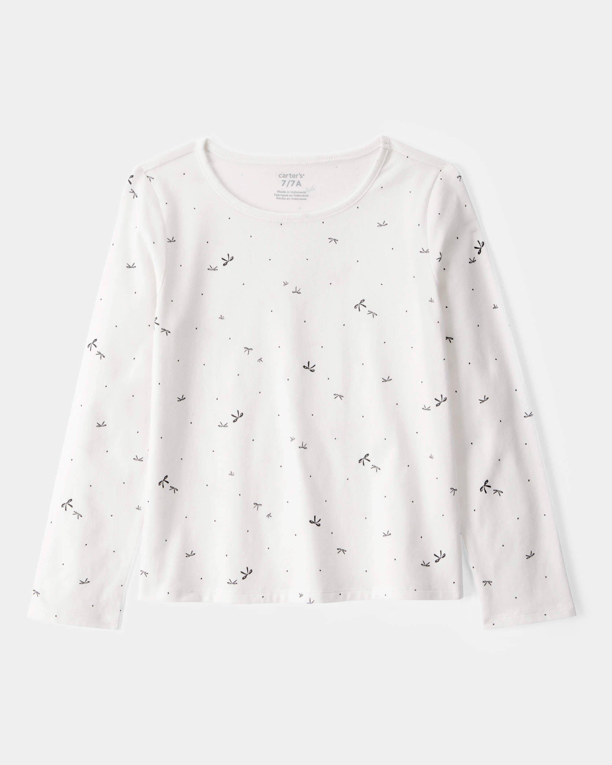 Kid 2-Piece Bow Print Tee & Tank Dress Set - Black/Ivory