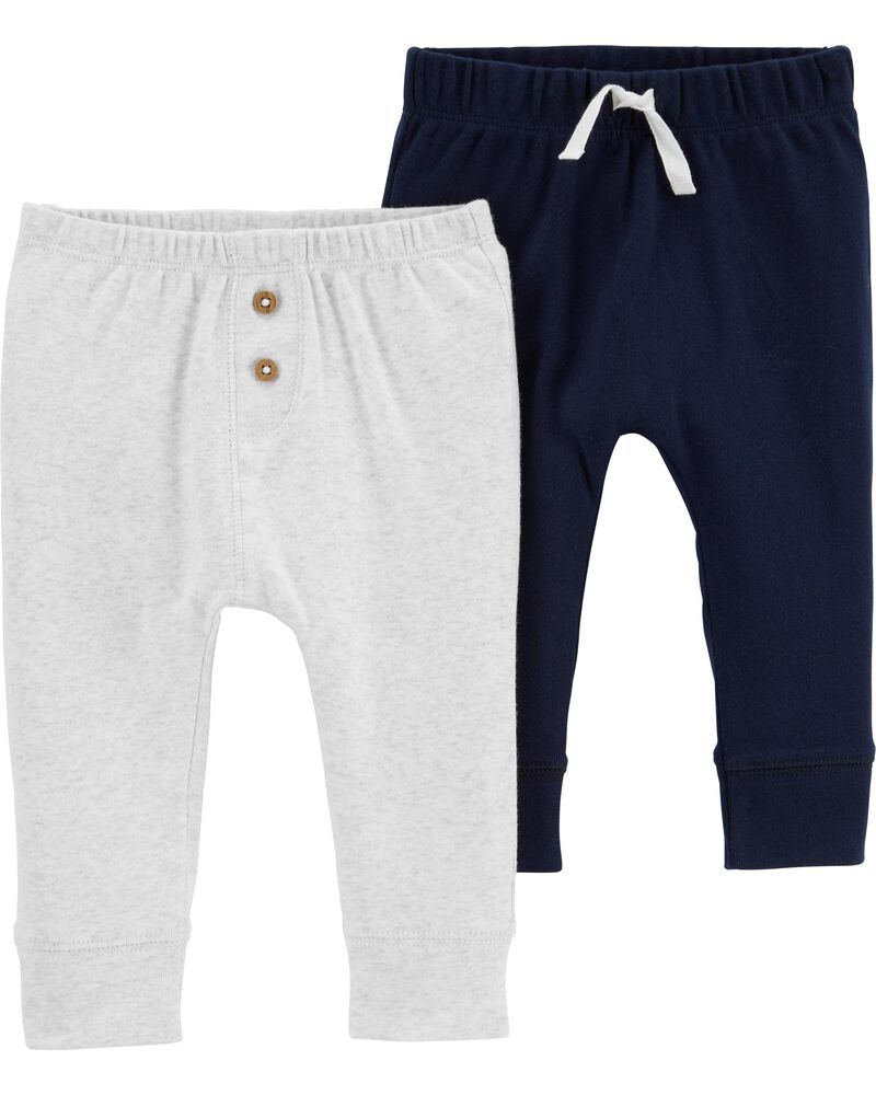 Baby Grey/Navy 2-Pack Cotton Pants | carters.com