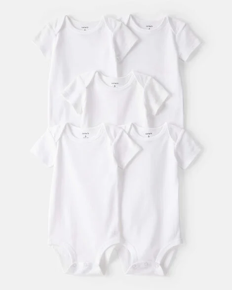 Image of Baby 5-Pack Short-Sleeve Bodysuits - White