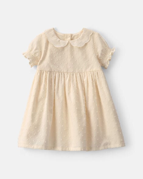 Baby Girl Swiss Dot Short-Sleeve Dress - Cream